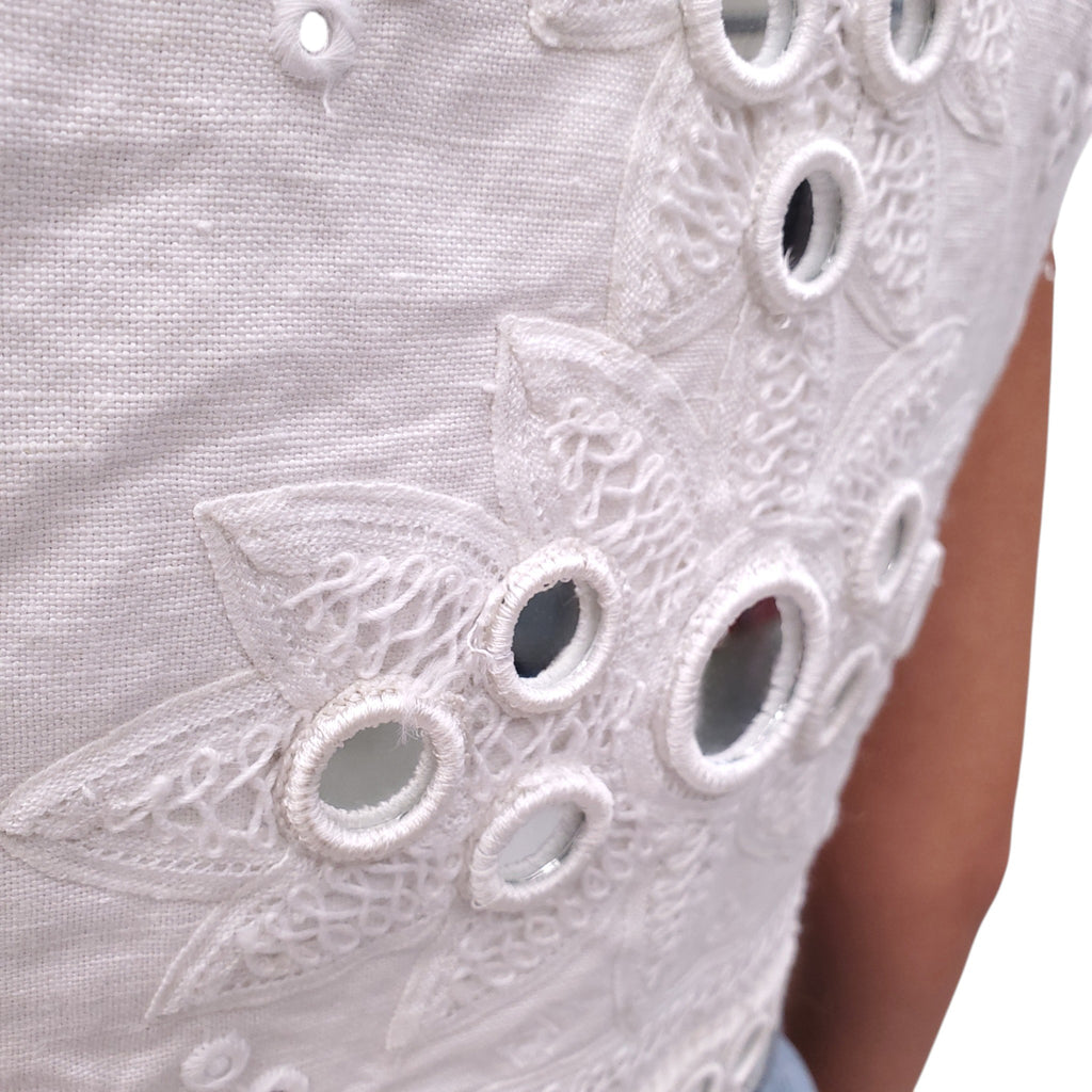 LOVE SHACK FANCY WHITE CAYMAN VEST TOP - SIZE 2