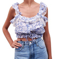 LOVE SHACK FANCY CROPPED TOP IN BLUE - SIZE S