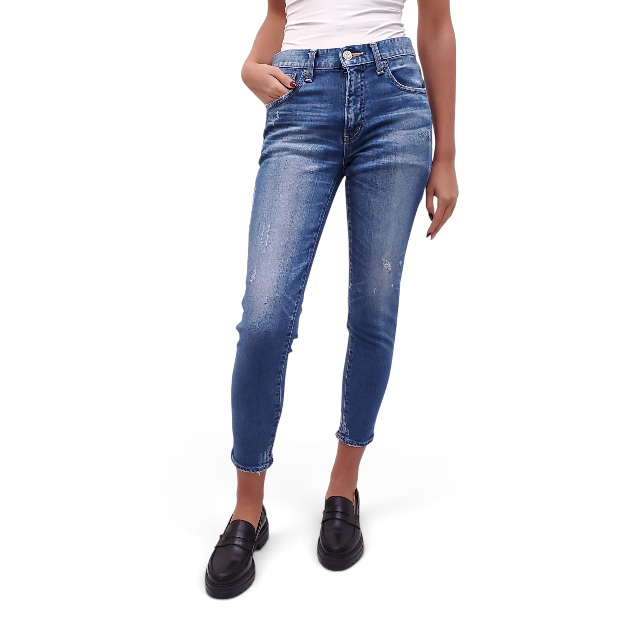 MOUSSY MEDIUM WASH DISTRESSED JEANS - SIZE 27