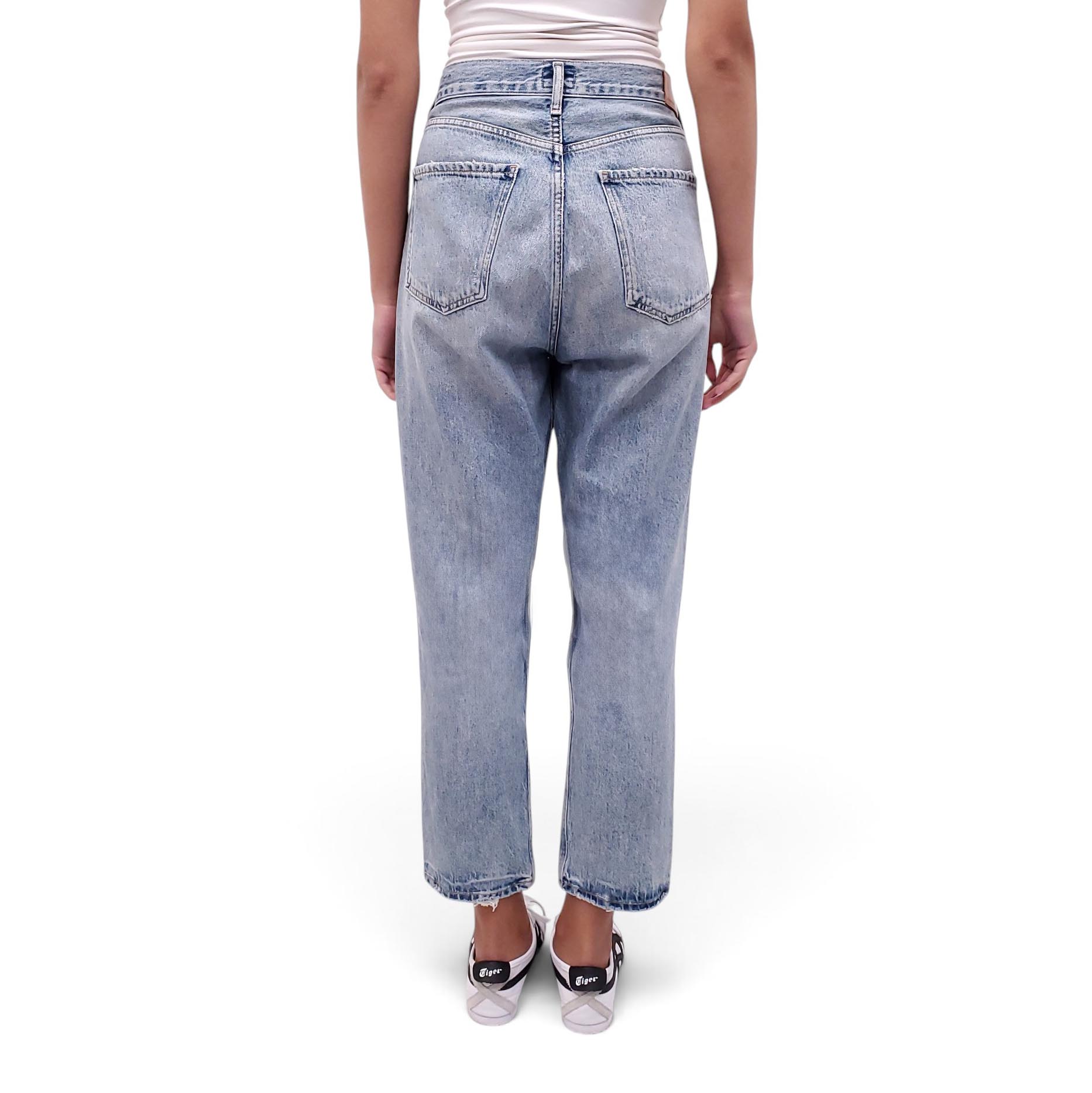 CITIZENS OF HUMANITY LIGHT WASH DISTRESSED 'CHARLOTTE CROP HIGH RISE STRAIGHT' JEANS - SIZE 29