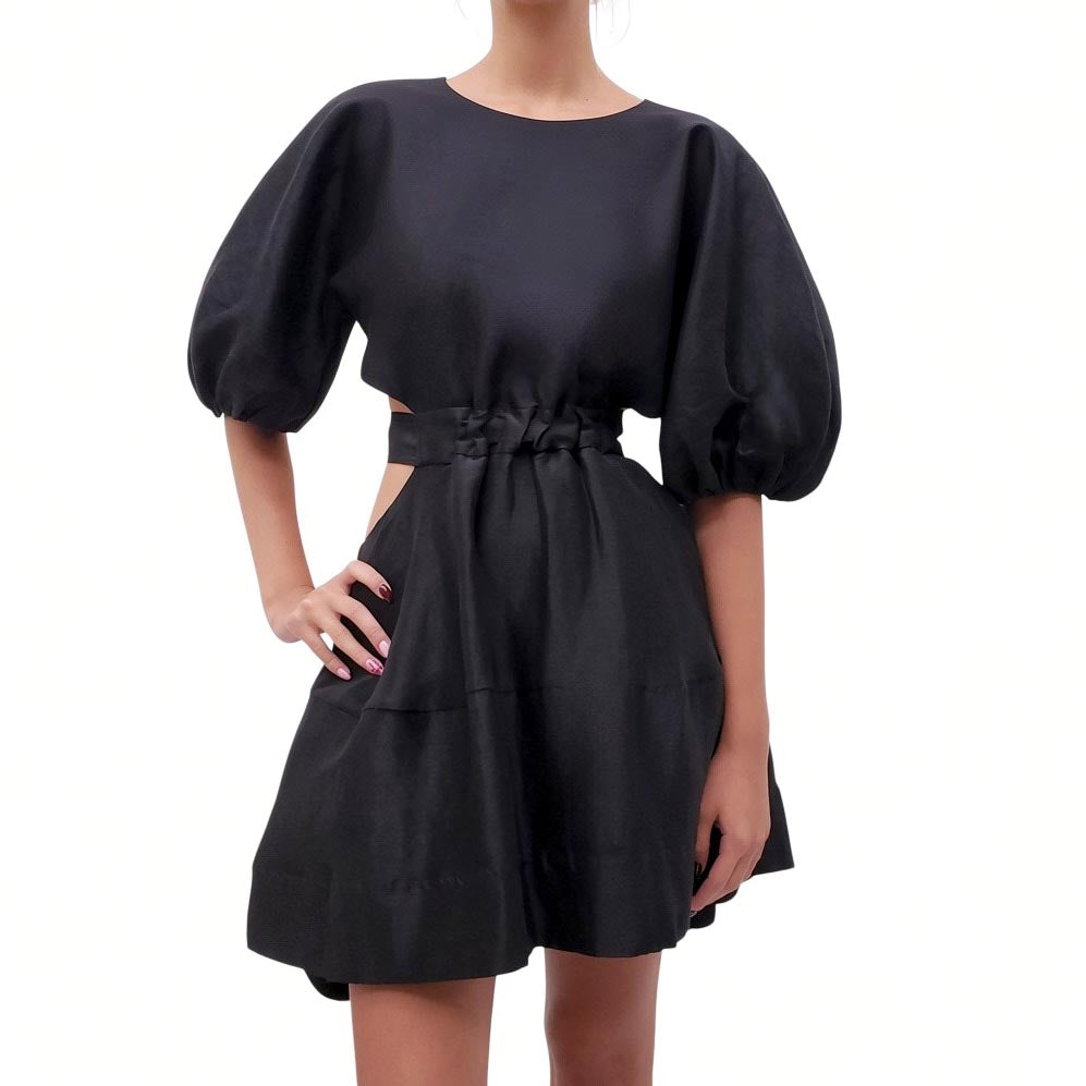 AJE BLACK BUBBLE SLEEVED DRESS - SIZE 8 US/UK 12