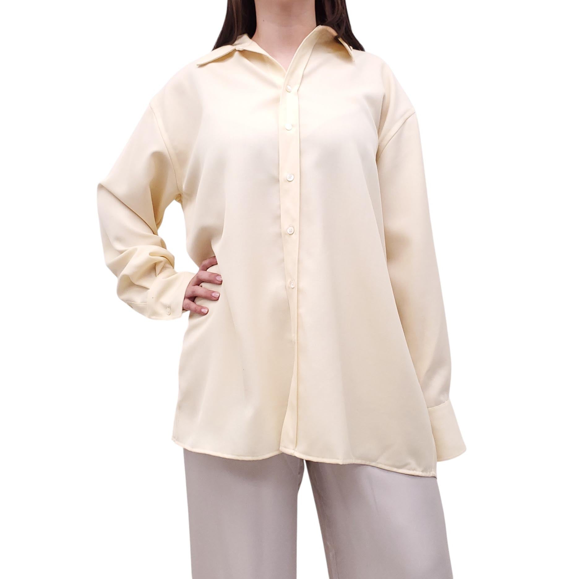 AMI PARIS BUTTER YELLOW BLOUSE WITH SLIT DETAIL - SIZE S