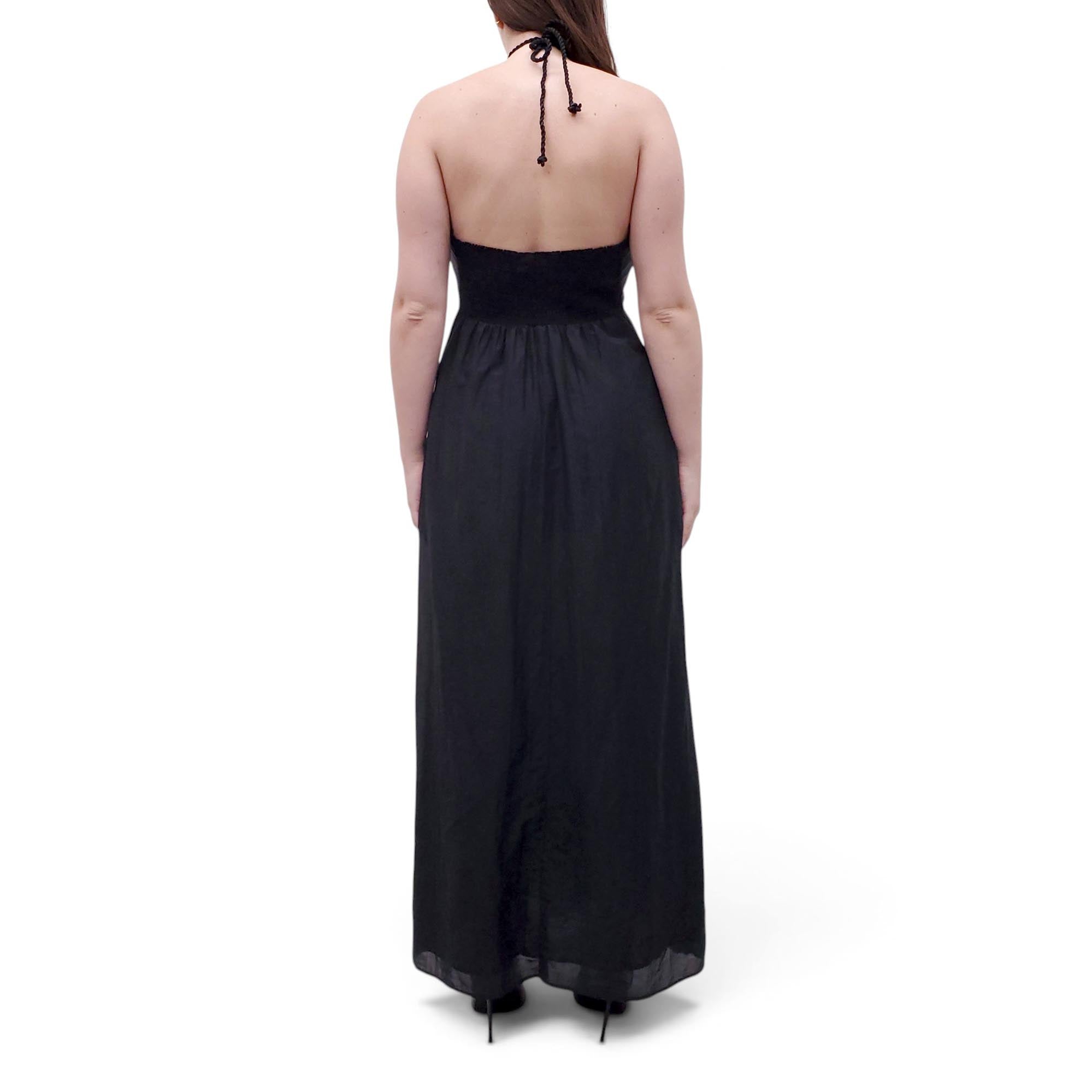 XIRENA BLACK CRISS CROSS HALTER DRESS - SIZE L