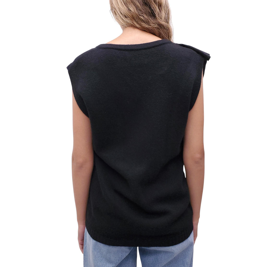 PRADA BLACK V NECK SWEATER VEST - SIZE 40