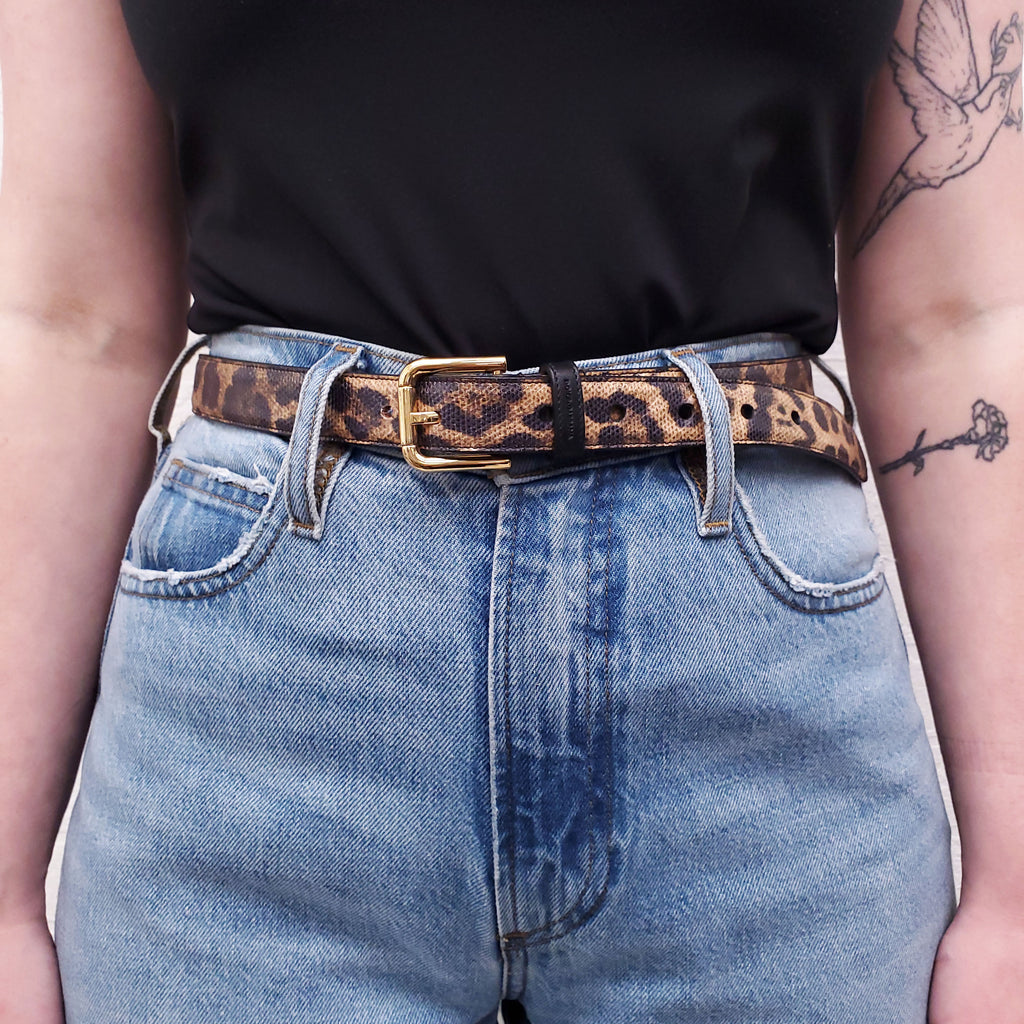 DOLCE & GABBANA LEOPARD LEATHER BELT - SIZE 85