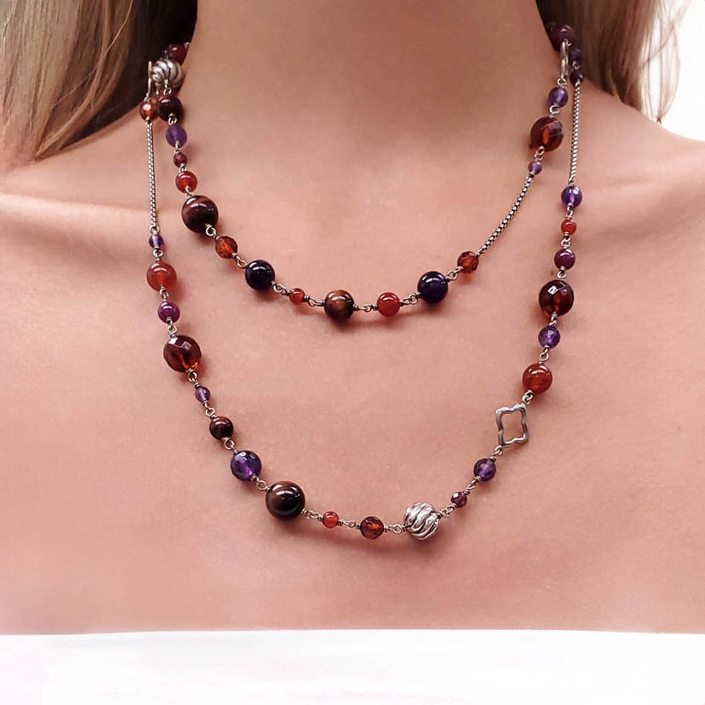 DAVID YURMAN MULTI-STONE QUATREFOIL NECKLACE