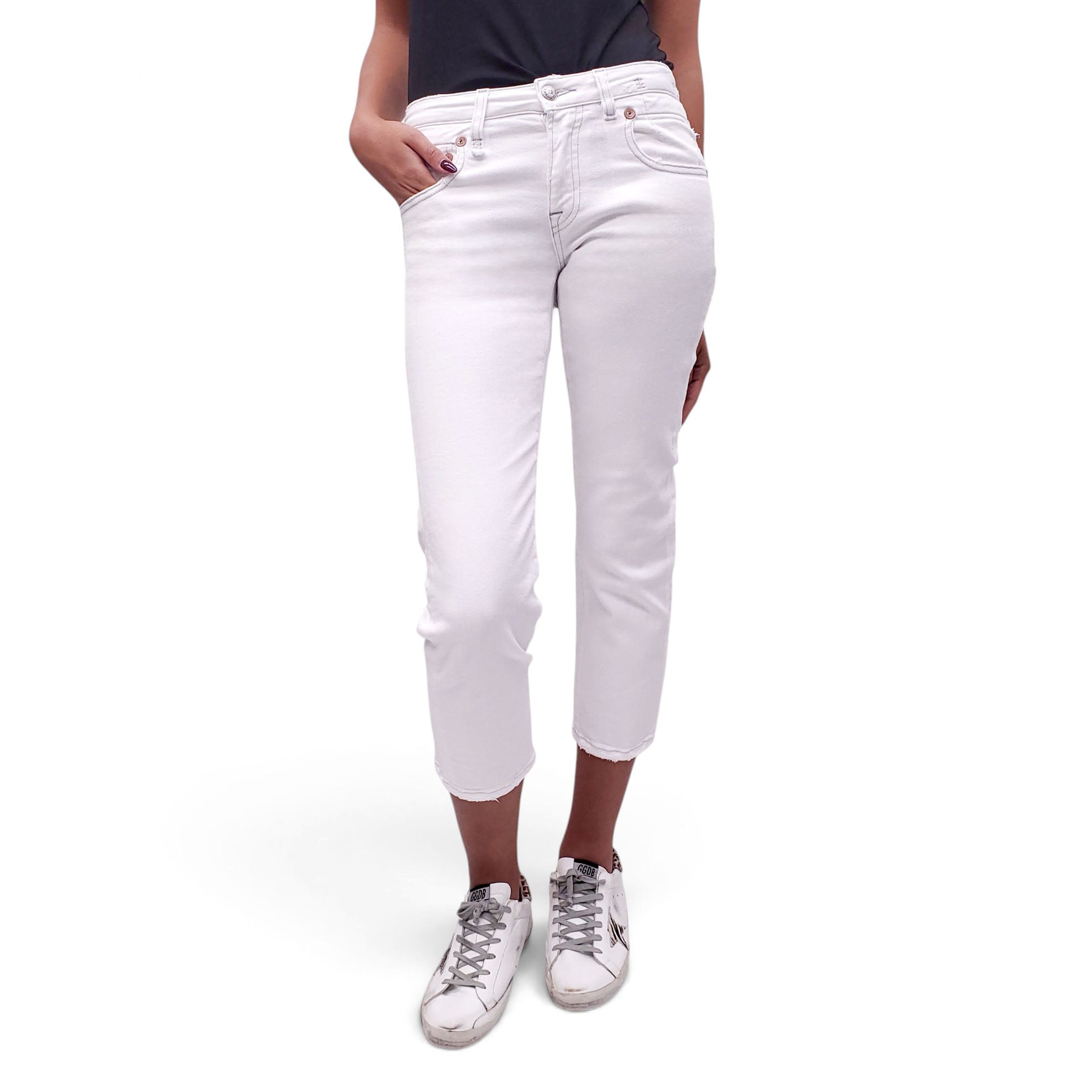 R13 BALE WHITE BOY STRAIGHT JEANS - SIZE 25
