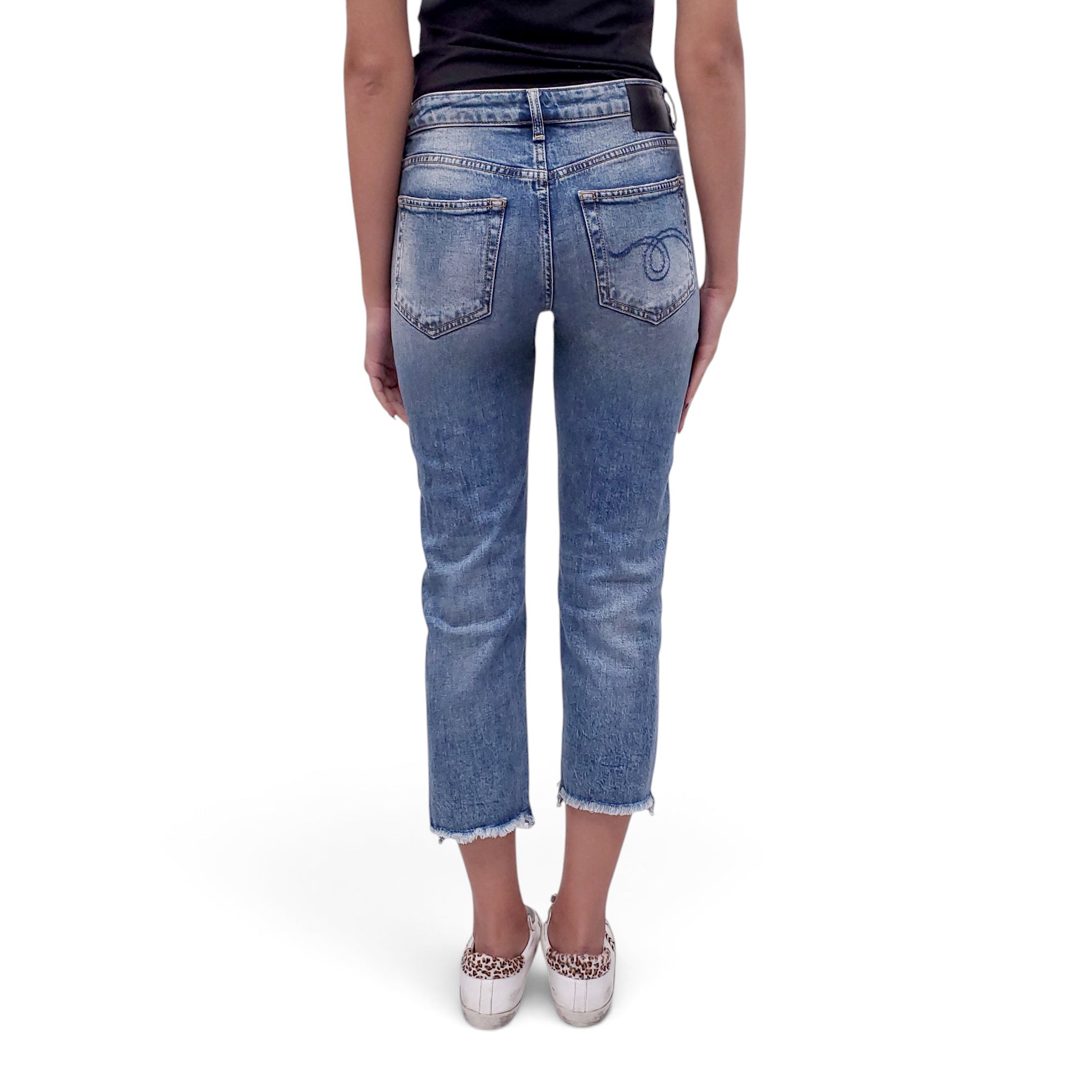 R13 JASPER STRETCH BOY STRAIGHT W RIPS JEANS -  SIZE 26