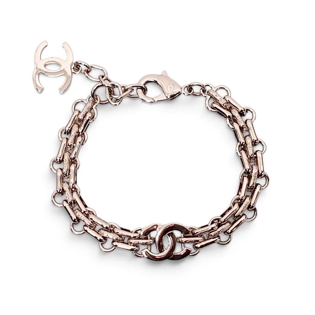 CHANEL CHAIN CC CRYSTAL CHAIN LOGO BRACELET