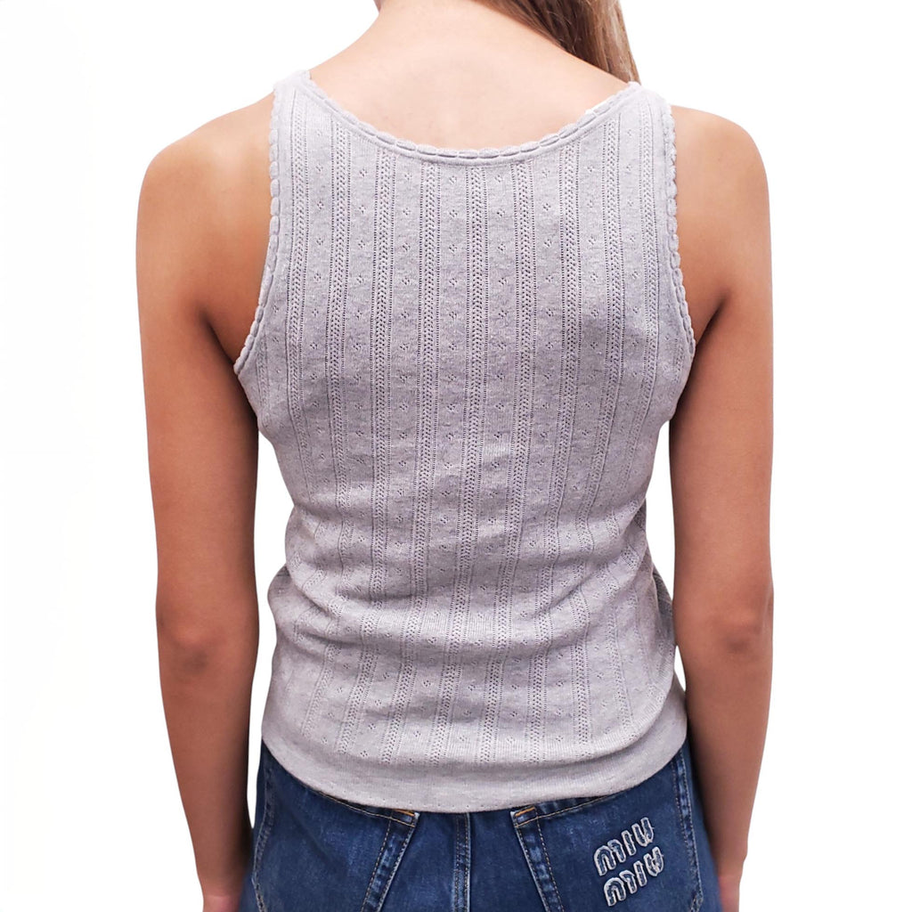 MIU MIU GREY TANK TOP WITH LOGO - SIZE S