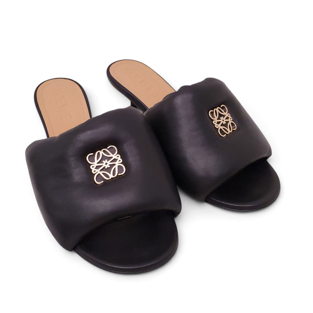 LOEWE BLACK LOGO KITTEN HEELS - SIZE 37