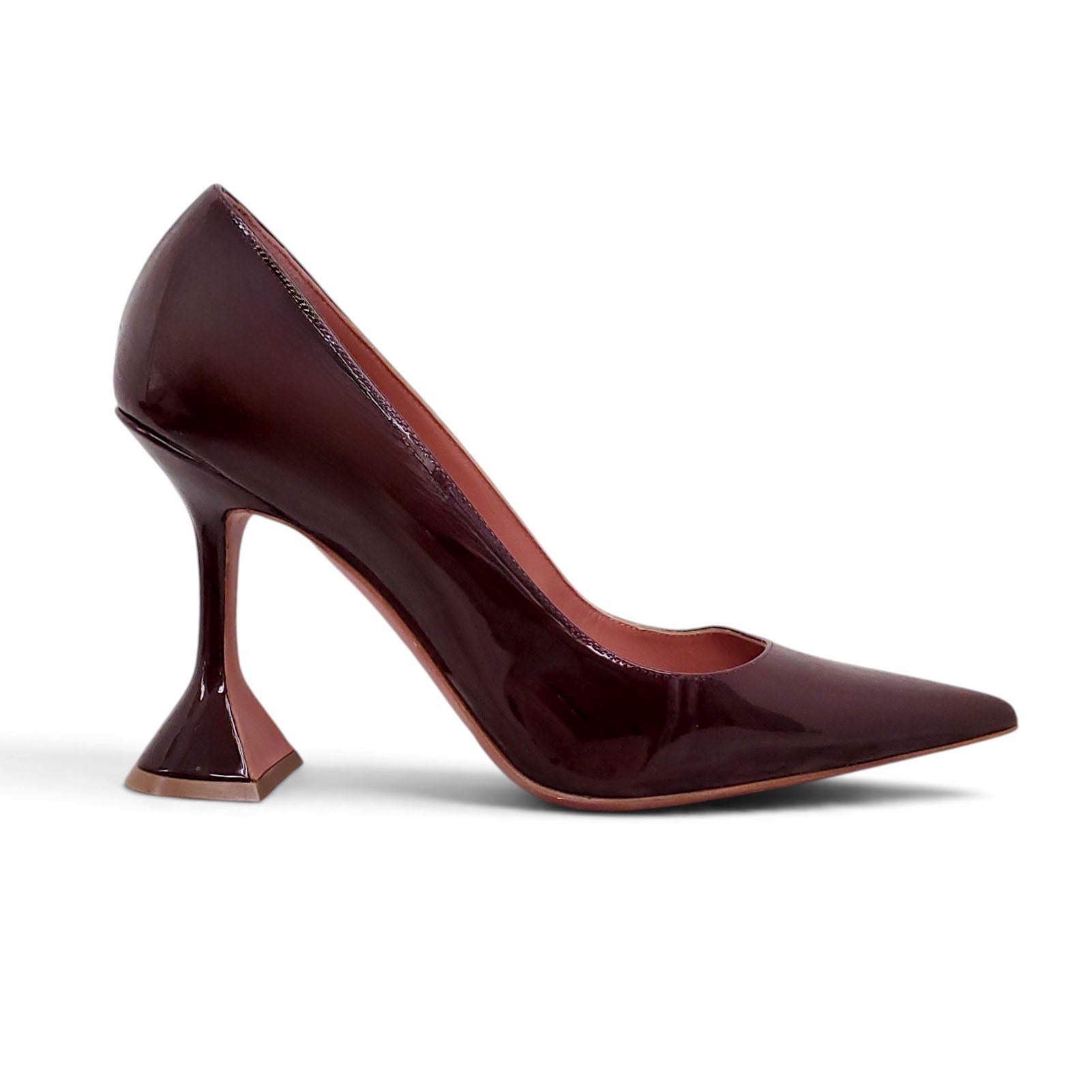 AMINA MUADDI BURGUNDY PATENT HEELS - SIZE 37