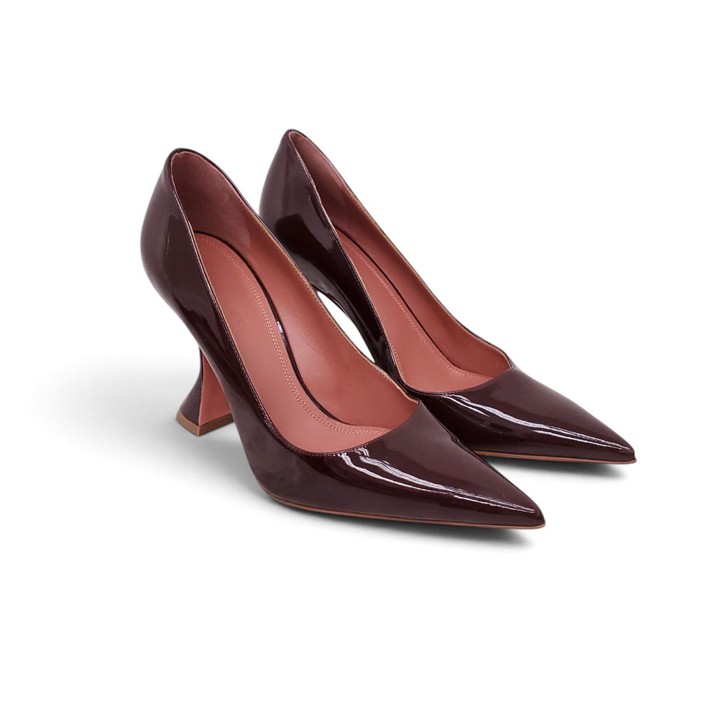 AMINA MUADDI BURGUNDY PATENT HEELS - SIZE 37