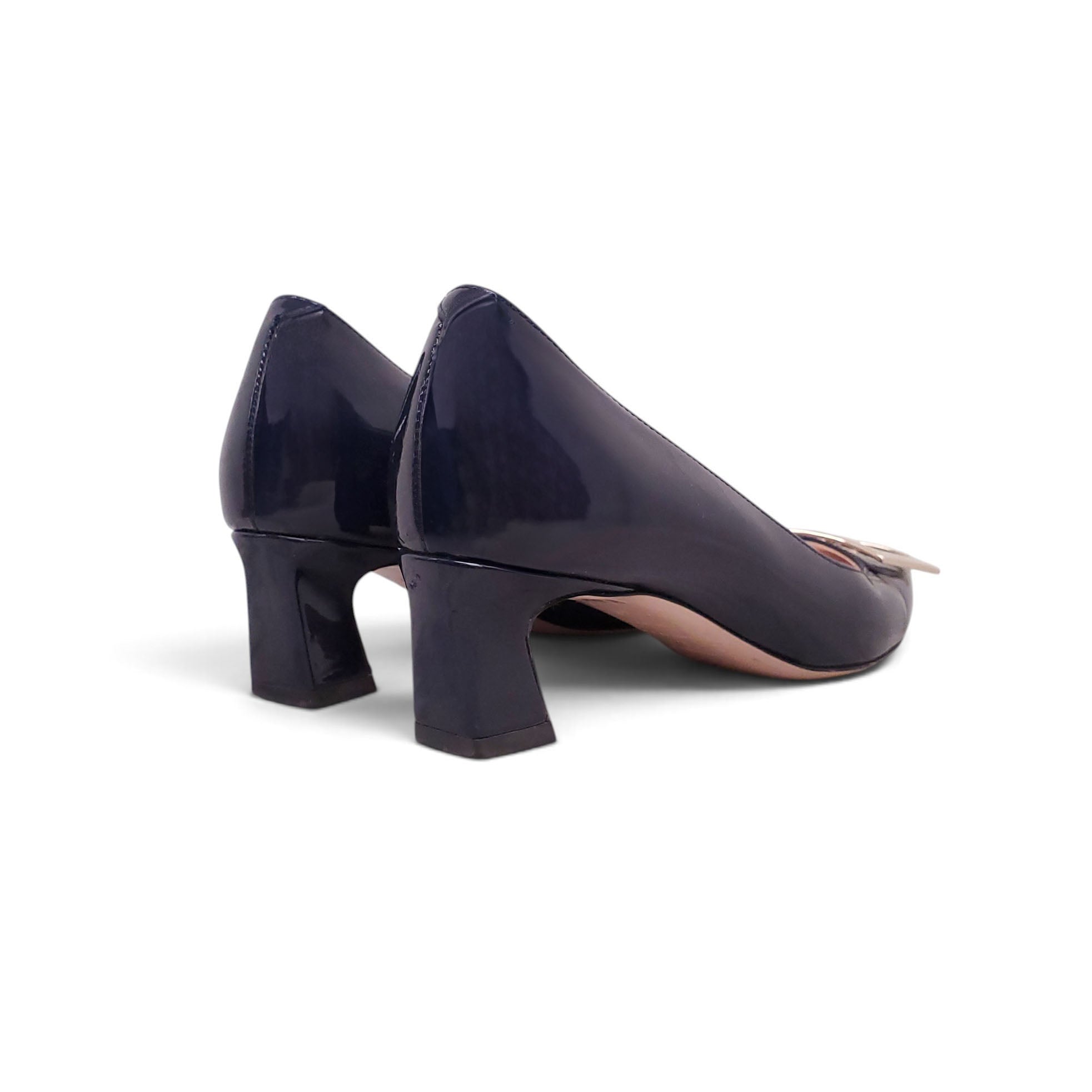 ROGER VIVIER NAVY BLOCK KITTEN HEELS - SIZE 36