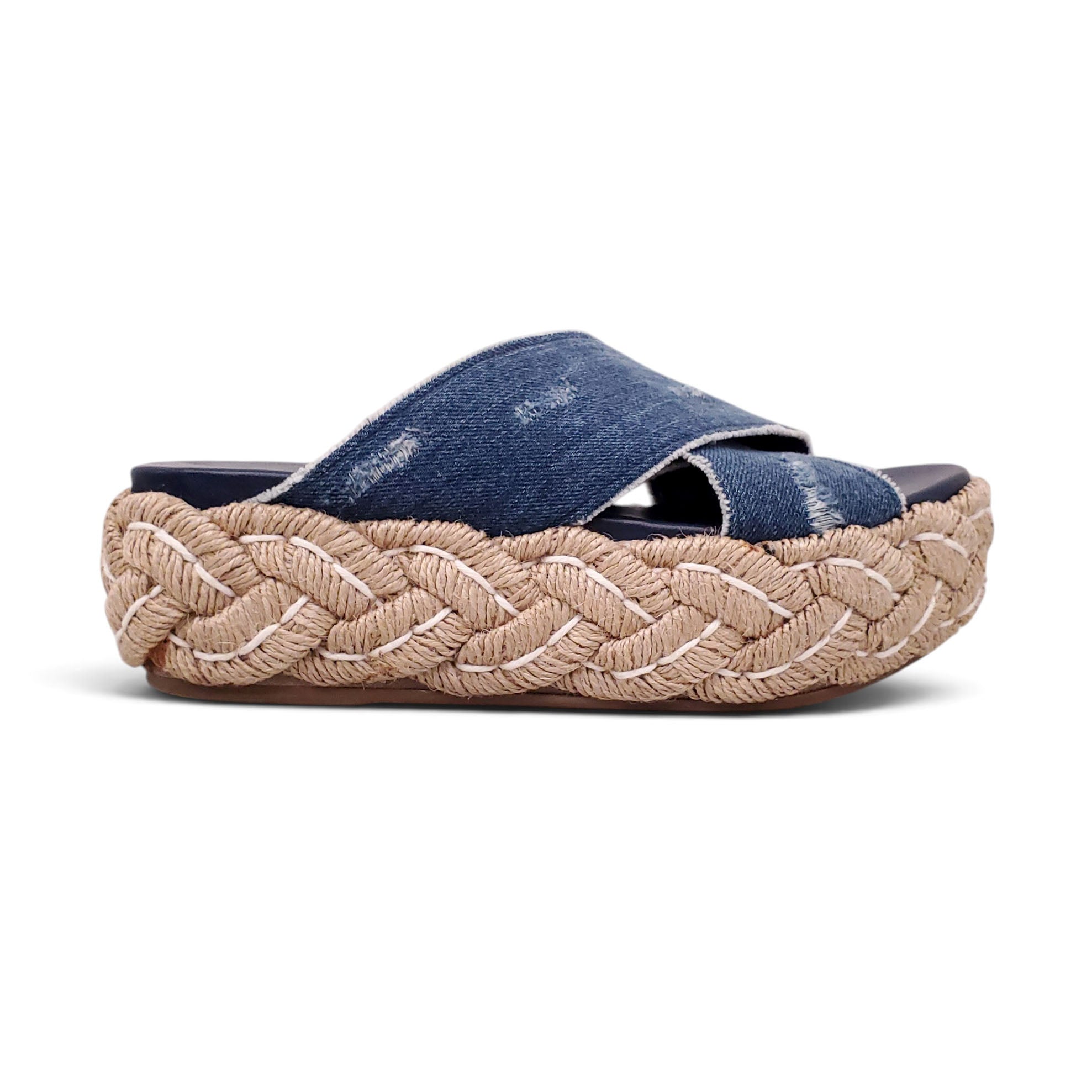 MIU MIU DENIM MULE SANDALS - SIZE 36.5