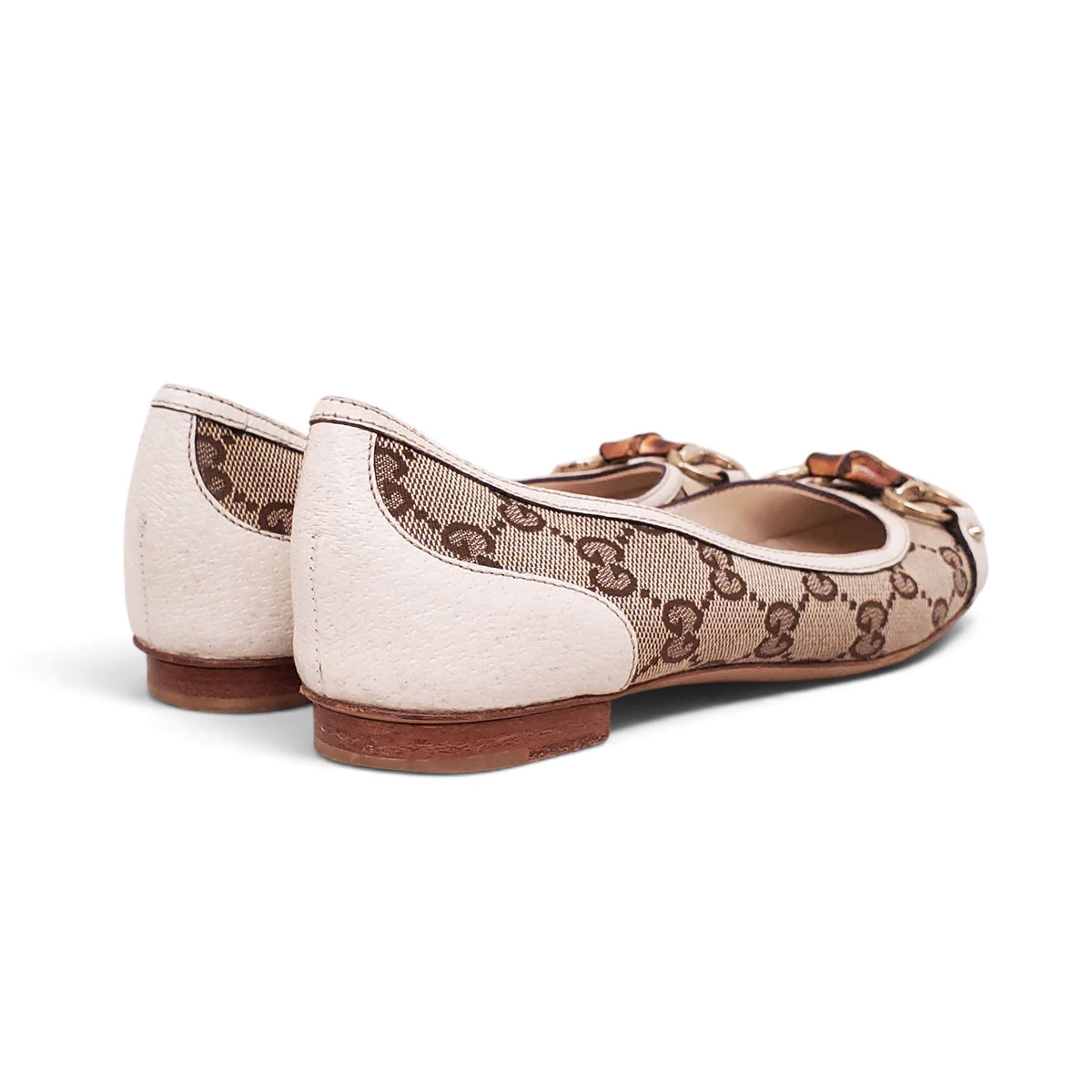 GUCCI LOGO FLATS WITH HORSEBIT DETAIL - SIZE 36.5C