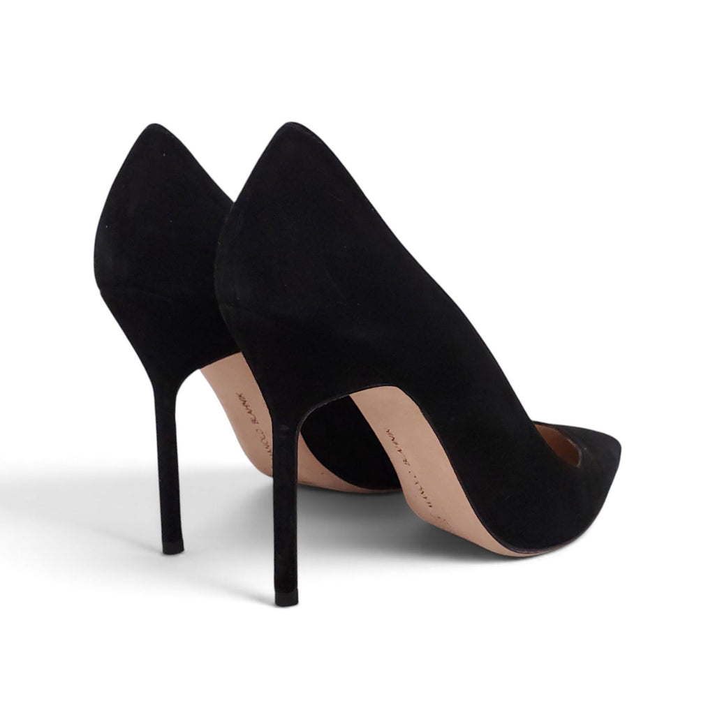 MANOLO BLAHNIK BLACK SUEDE HEELS - SIZE 36.5