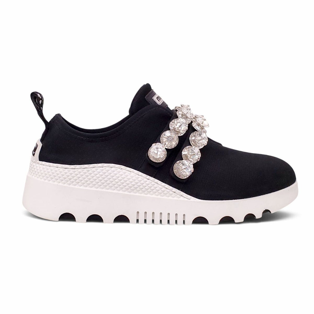 MIU MIU BLACK CRYSTAL SNEAKERS - SIZE 37