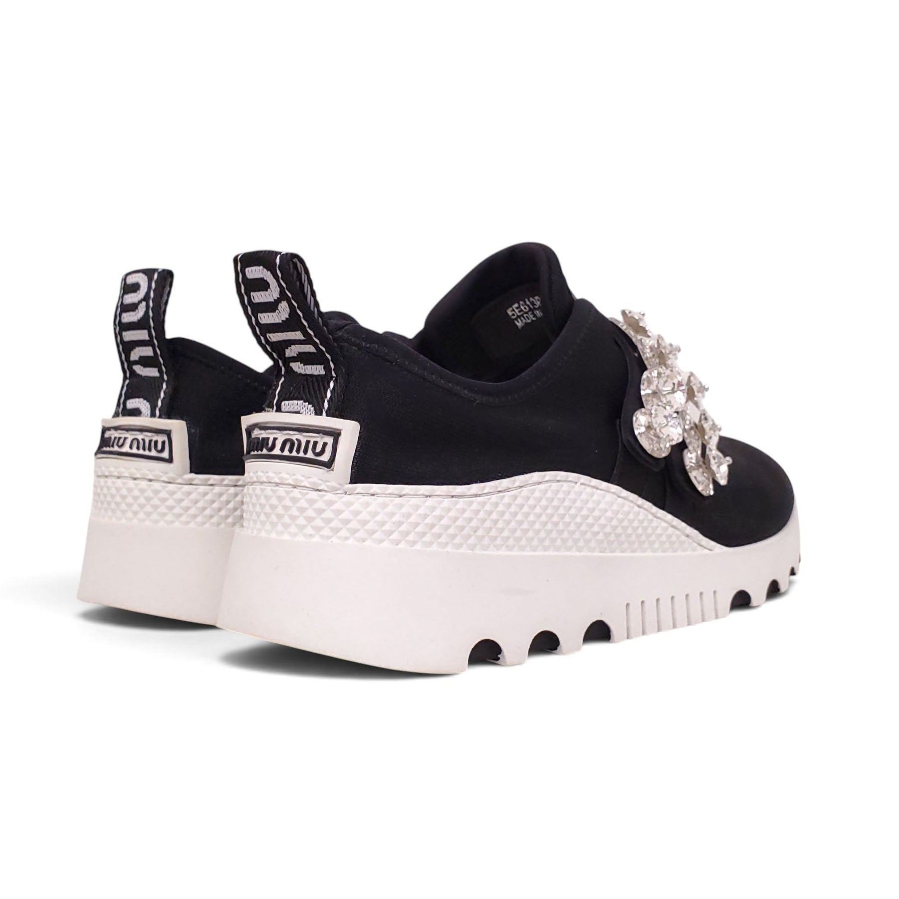 MIU MIU BLACK CRYSTAL SNEAKERS - SIZE 37