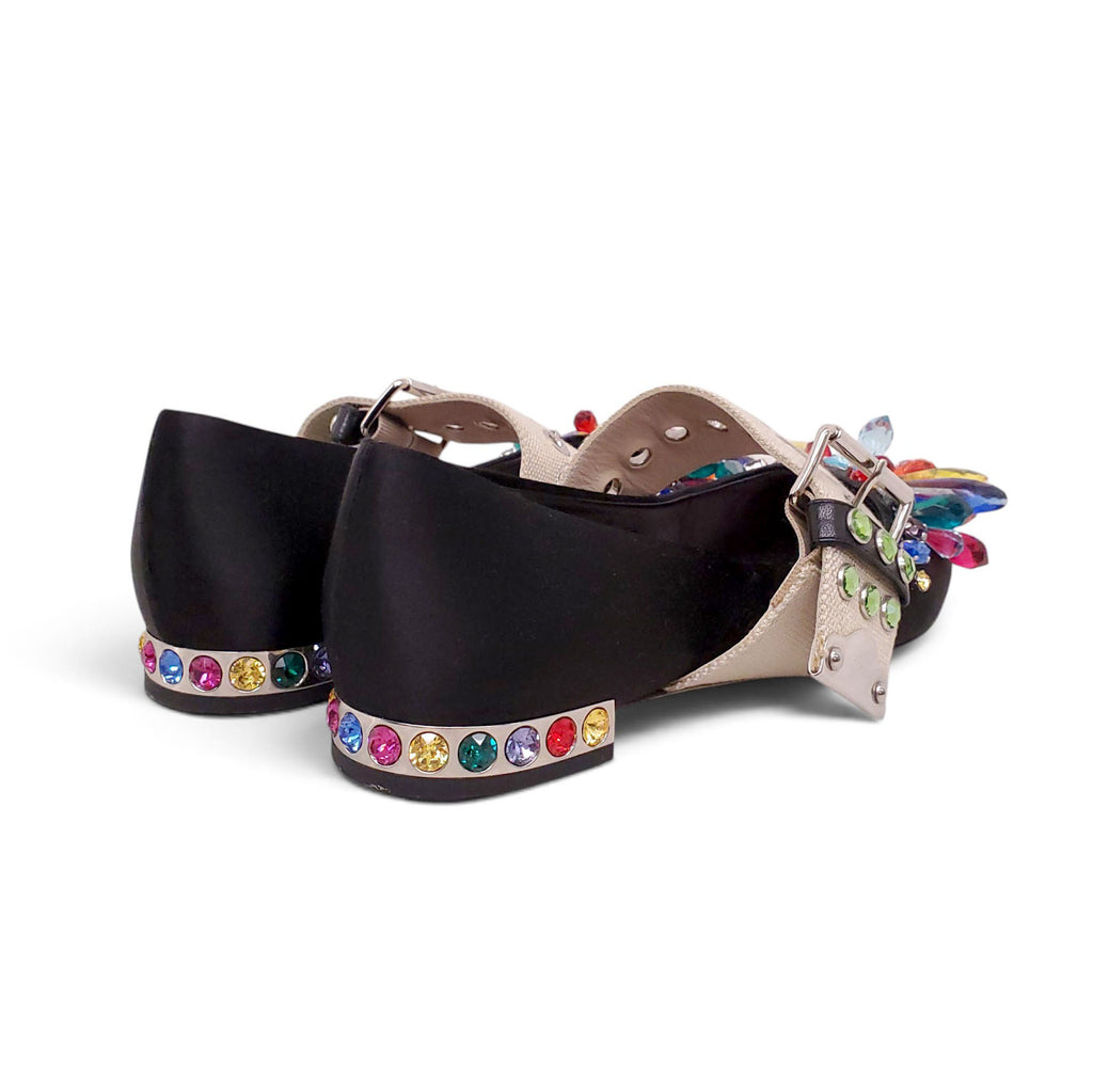 MIU MIU SATIN EMBELLISHED FLATS - SIZE 36.5