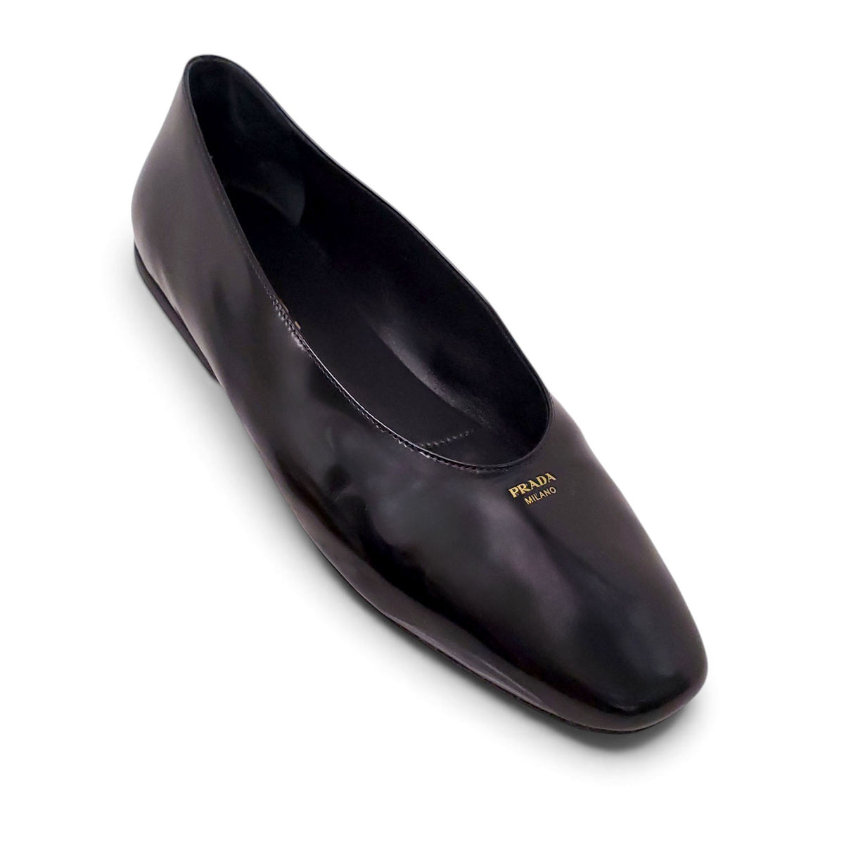 PRADA BLACK LOGO BALLERINA FLATS - SIZE 37