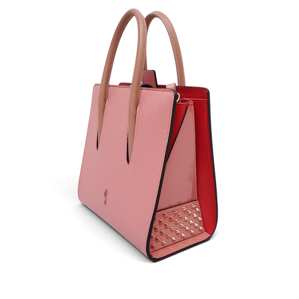 CHRISTIAN LOUBOUTIN PINK CALF LEATHER SPIKE SMALL PALOMA TOTE BAG