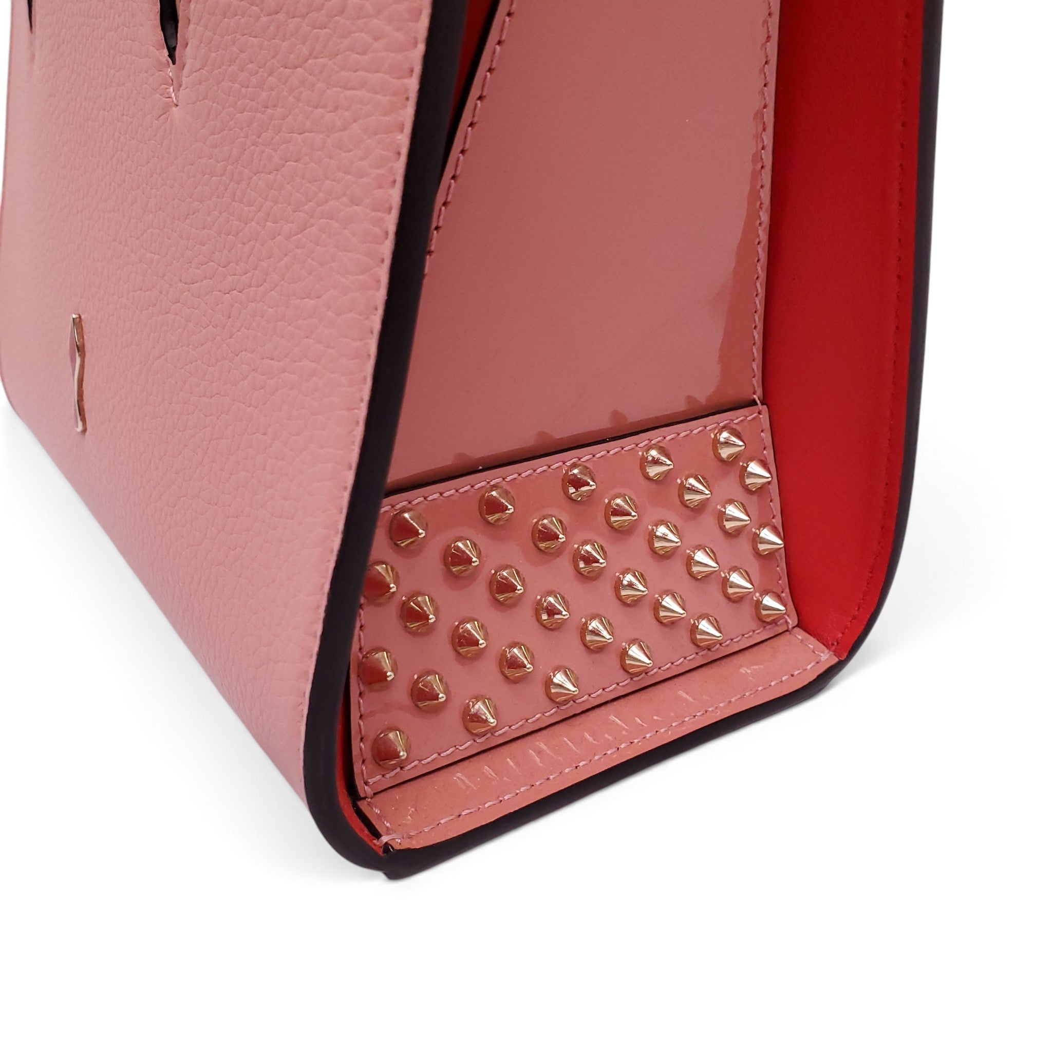 CHRISTIAN LOUBOUTIN PINK CALF LEATHER SPIKE SMALL PALOMA TOTE BAG