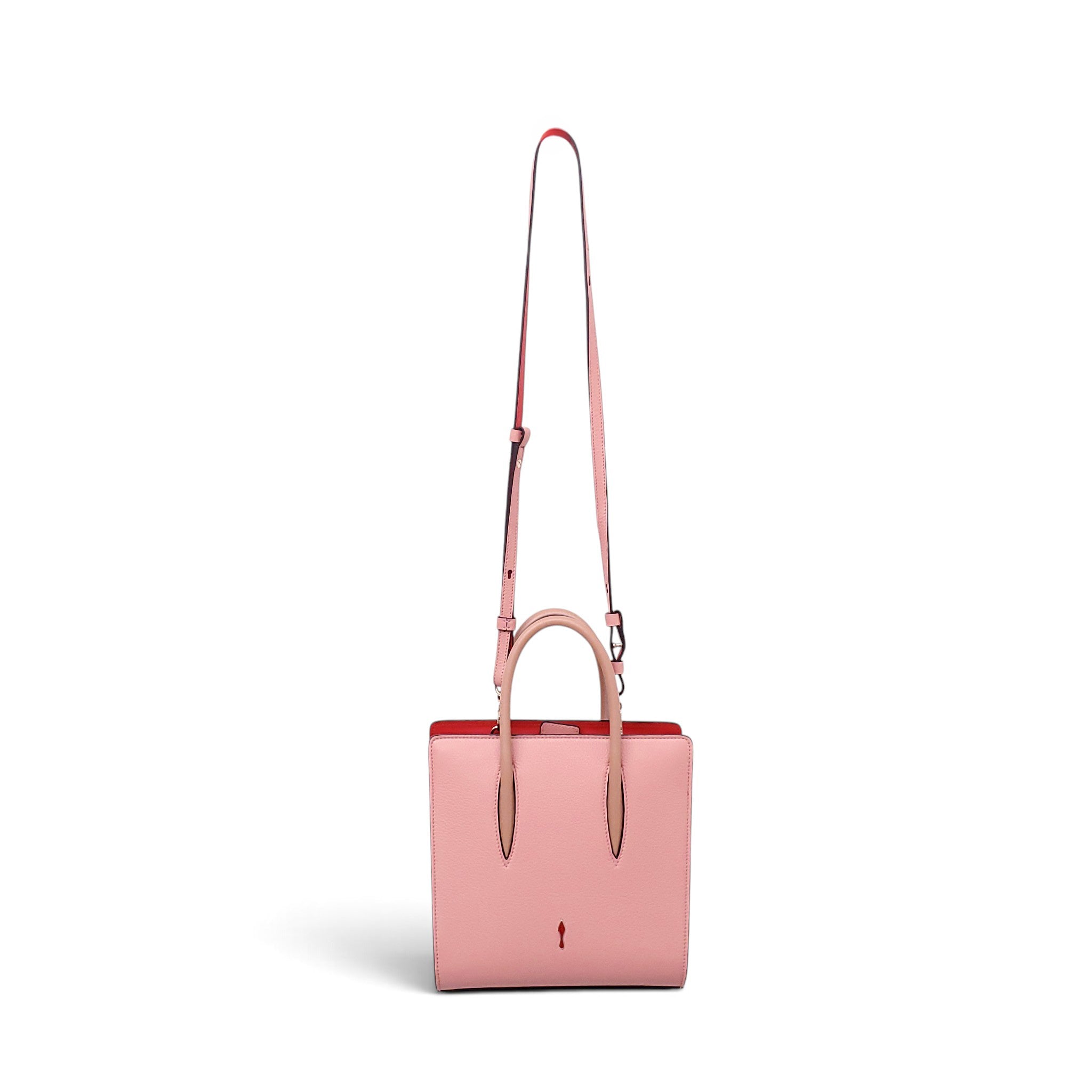 CHRISTIAN LOUBOUTIN PINK CALF LEATHER SPIKE SMALL PALOMA TOTE BAG