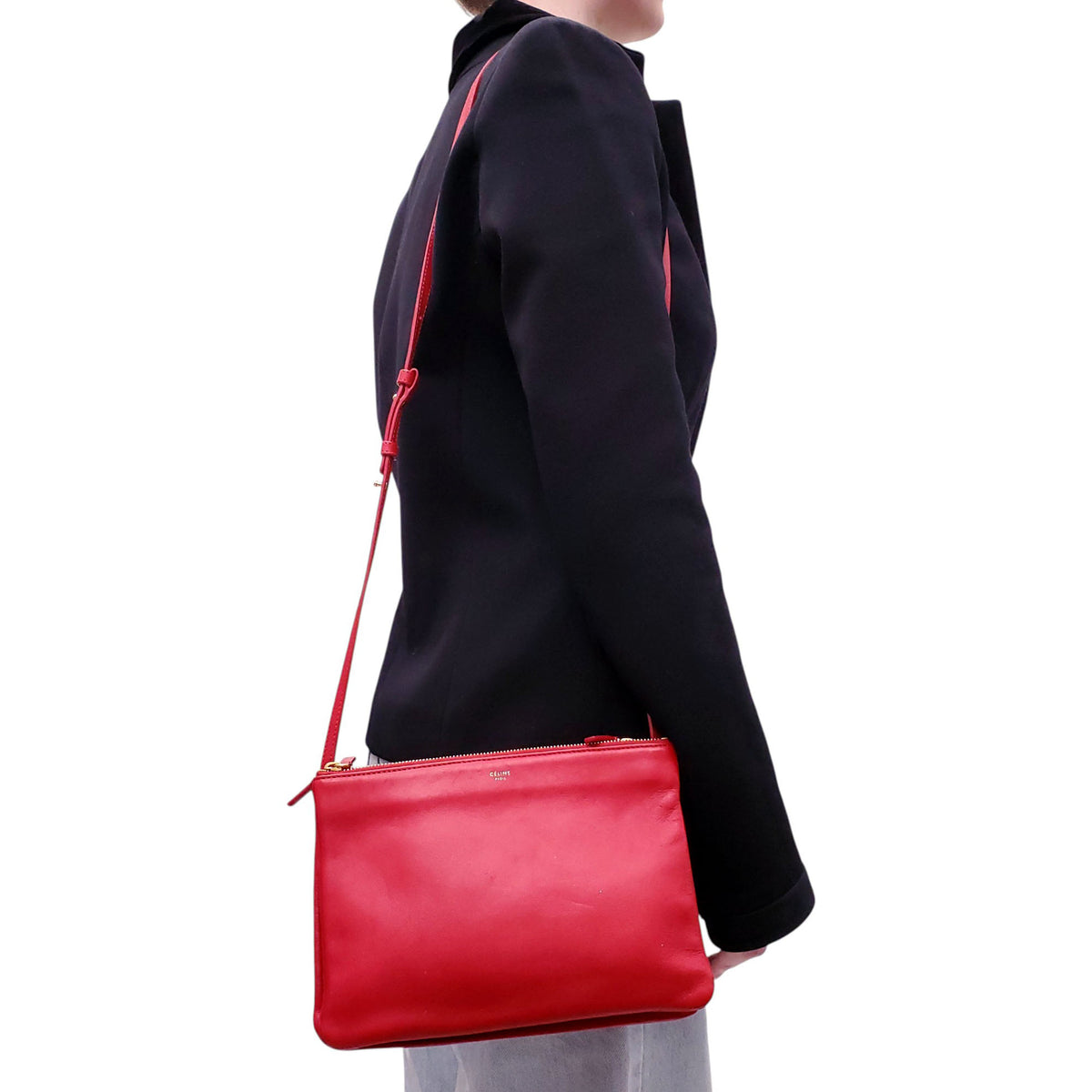 CELINE RED TRIO CROSSBODY BAG
