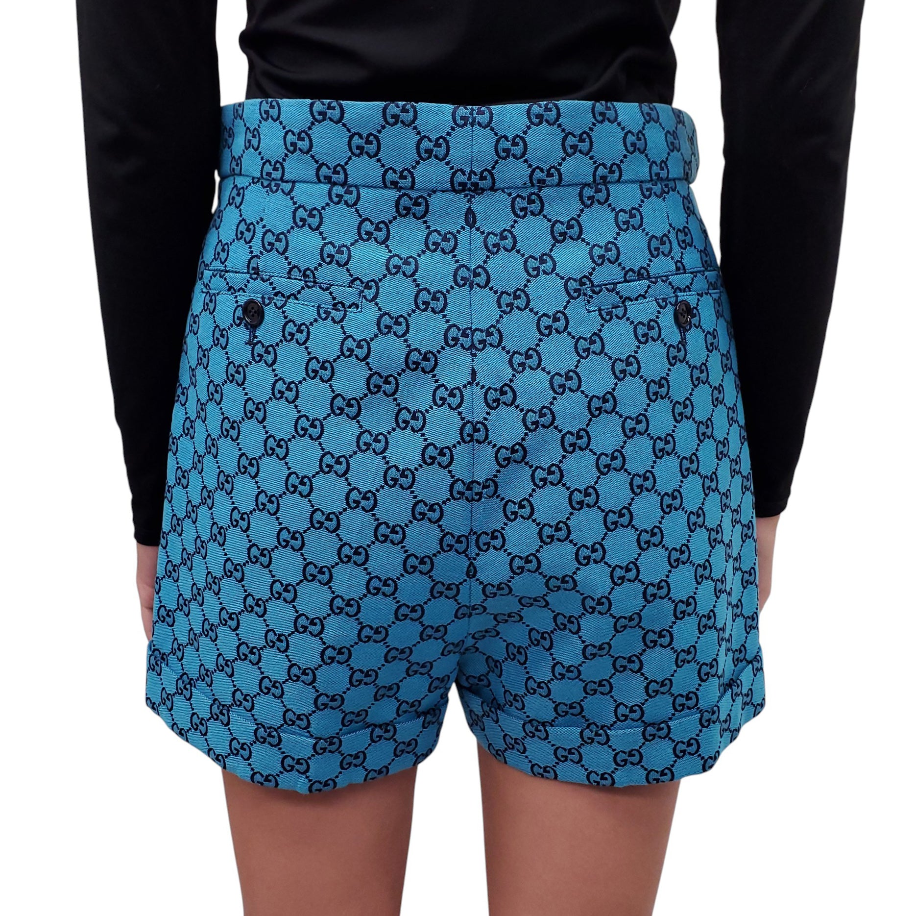 GUCCI BLUE GG LOGO SHORTS - SIZE 40