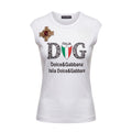 DOLCE & GABBANA ITALIA TANK WITH CRYSTAL DETAIL - SIZE 36 (OVERSIZED)