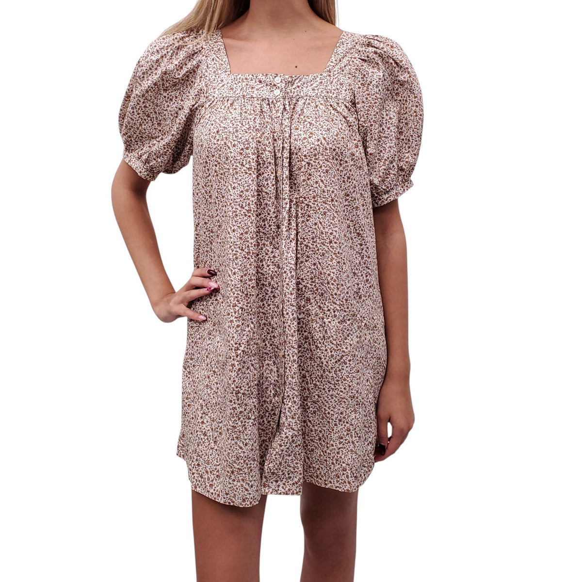 DÔEN CREAM FLORAL DRESS WITH POCKETS - SIZE S