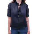FRAME NAVY LINEN ORGANZA TOP - SIZE XS