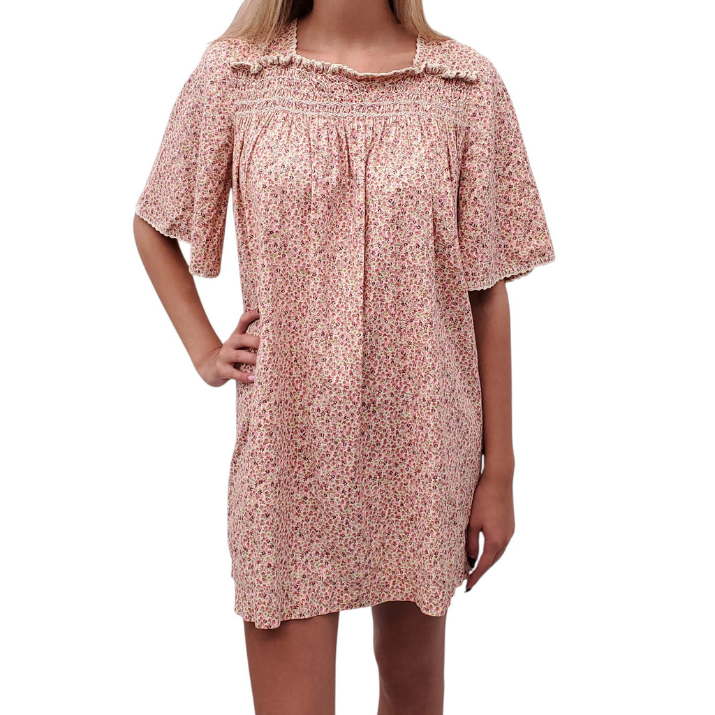 DÔEN PINK FLORAL BABYDOLL DRESS - SIZE S