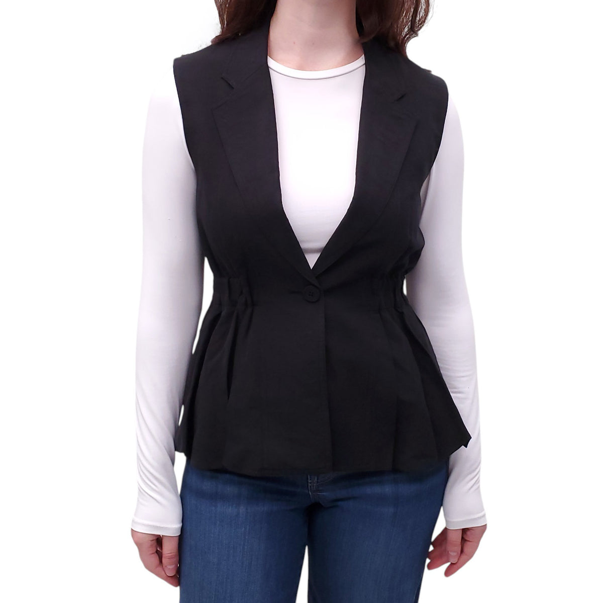 ULLA JOHNSON COTTON, LINEN AND SILK VEST - SIZE P (PETITE FIT)