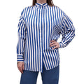 VICTORIA BECKHAM BLUE AND WHITE STRIPED BLOUSE - SIZE 10