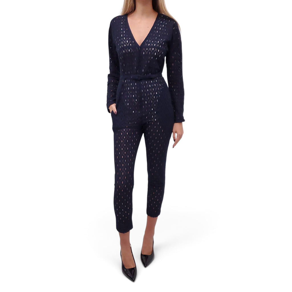 RACHEL COMEY NAVY LACE JUMPSUIT - SIZE 2