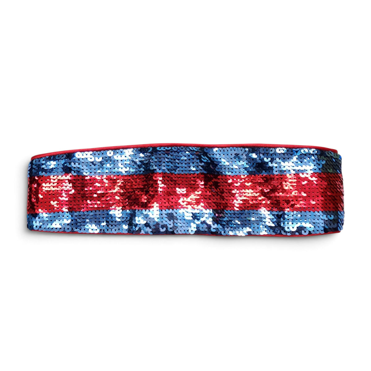 GUCCI BLUE AND RED SEQUIN EMBELLISHED HEADBAND