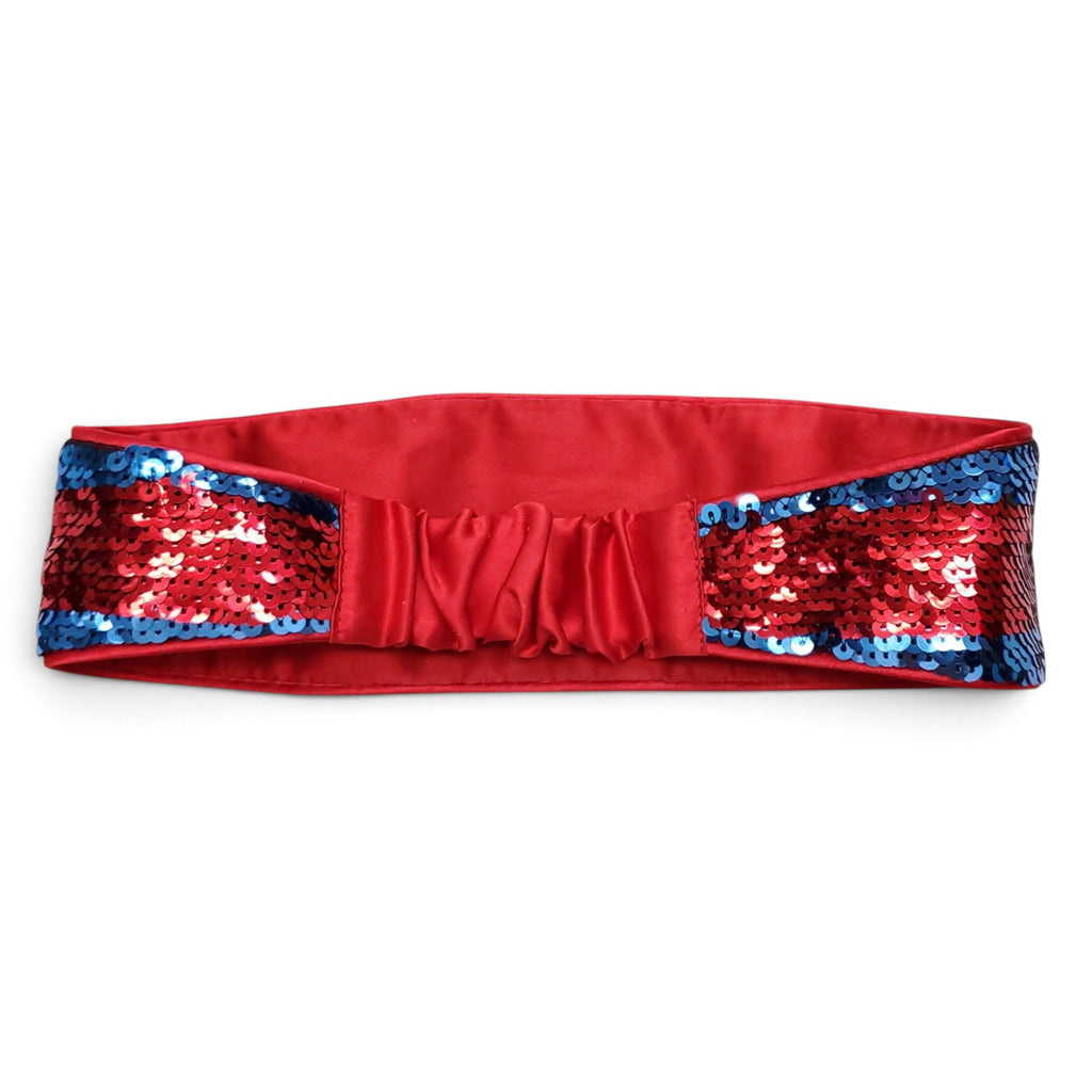 GUCCI BLUE AND RED SEQUIN EMBELLISHED HEADBAND