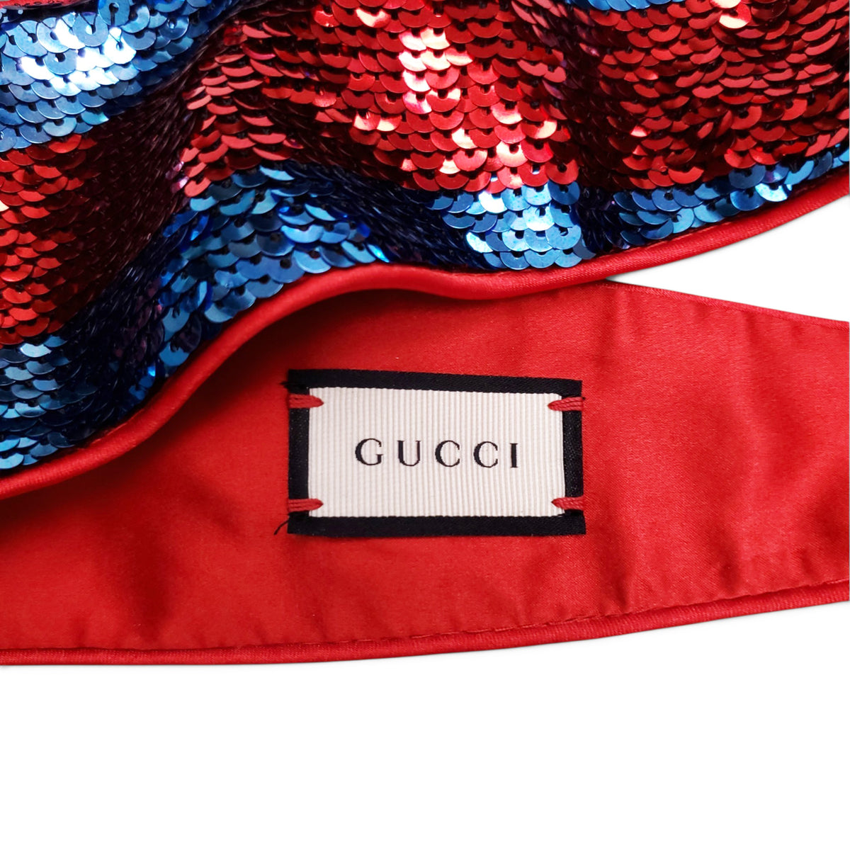 GUCCI BLUE AND RED SEQUIN EMBELLISHED HEADBAND