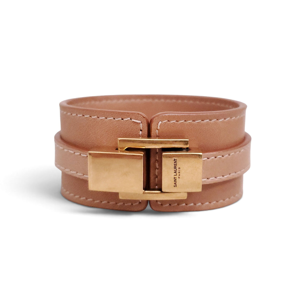 SAINT LAURENT LEATHER CUFF BRACELET - SIZE S