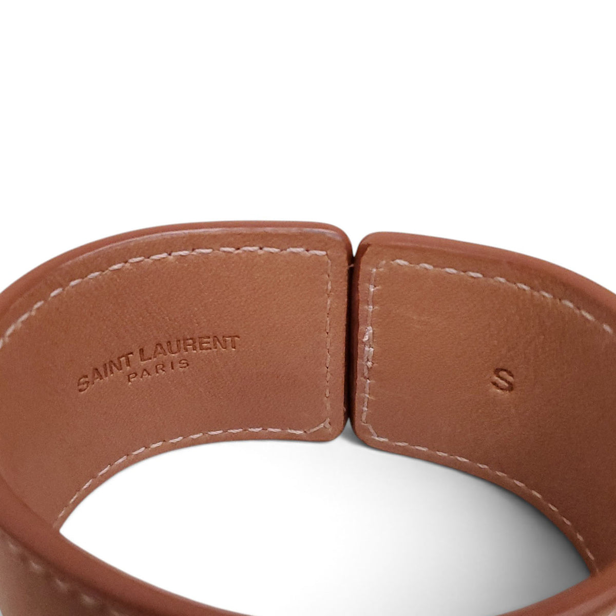 SAINT LAURENT LEATHER CUFF BRACELET - SIZE S