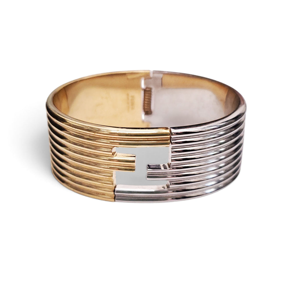 FENDI SILVER AND GOLD CUFF BRACELET - SIZE M