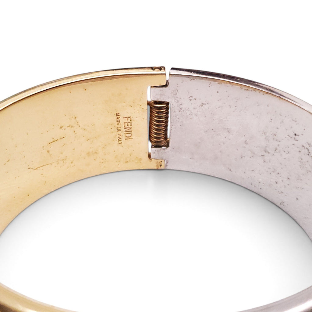 FENDI SILVER AND GOLD CUFF BRACELET - SIZE M