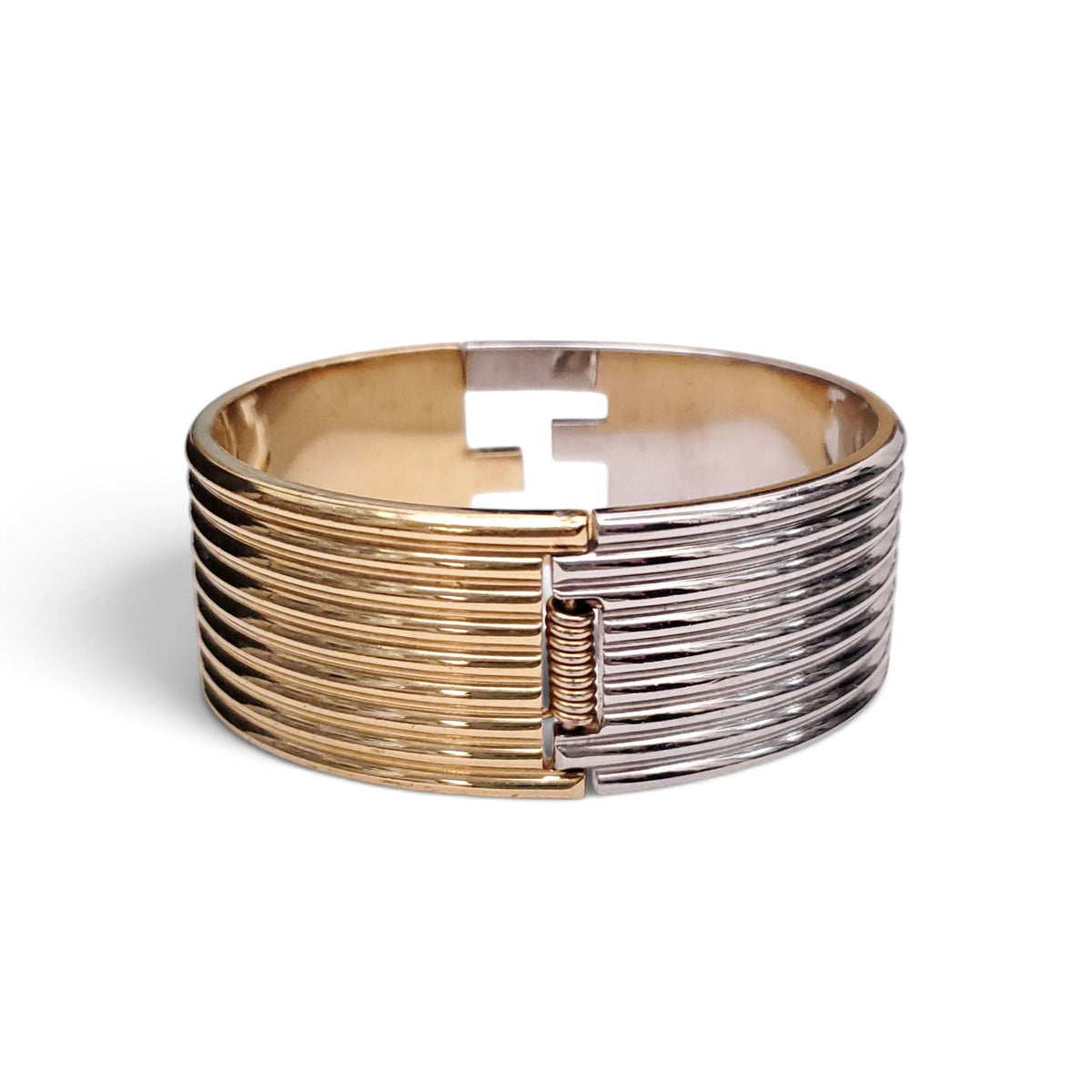 FENDI SILVER AND GOLD CUFF BRACELET - SIZE M