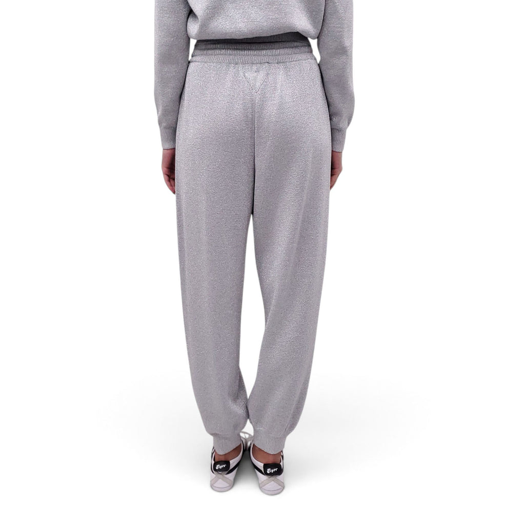PRADA SILVER TWO PIECE LOGO PANTS SET - SIZE 38