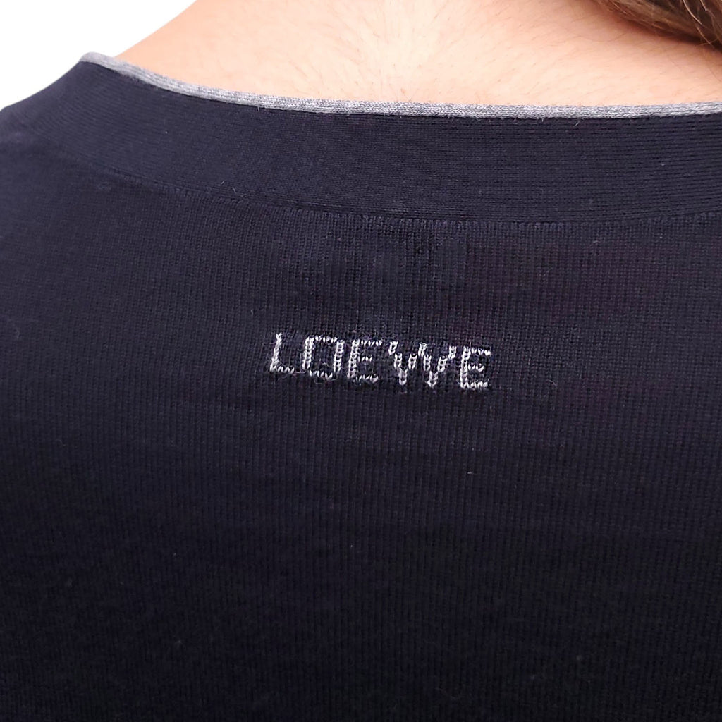 LOEWE NAVY CARDIGAN WITH LOGO - SIZE XS