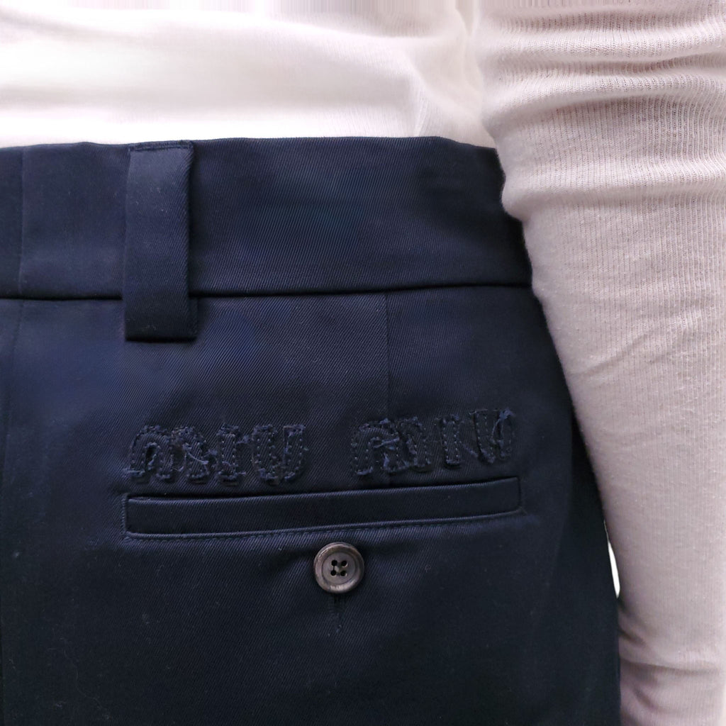 MIU MIU NAVY LOGO MINI SKIRT - SIZE 40