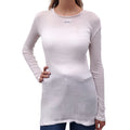MIU MIU WHITE RIBBED LONG SLEEVE SHIRT WITH LOGO - SIZE S