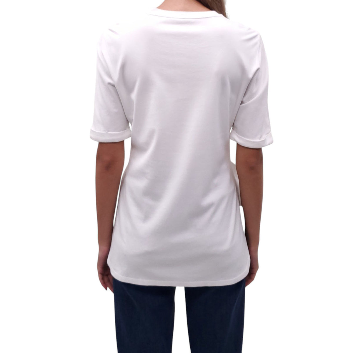 FENDI WHITE AND ORANGE KARL LAGERFIELD TSHIRT WITH FUR - SIZE M